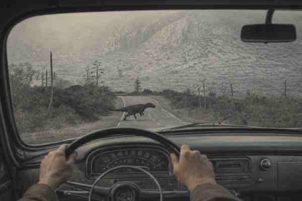 A Velociraptor Road-Crossing Encounter with An Unknown Phenomenon
